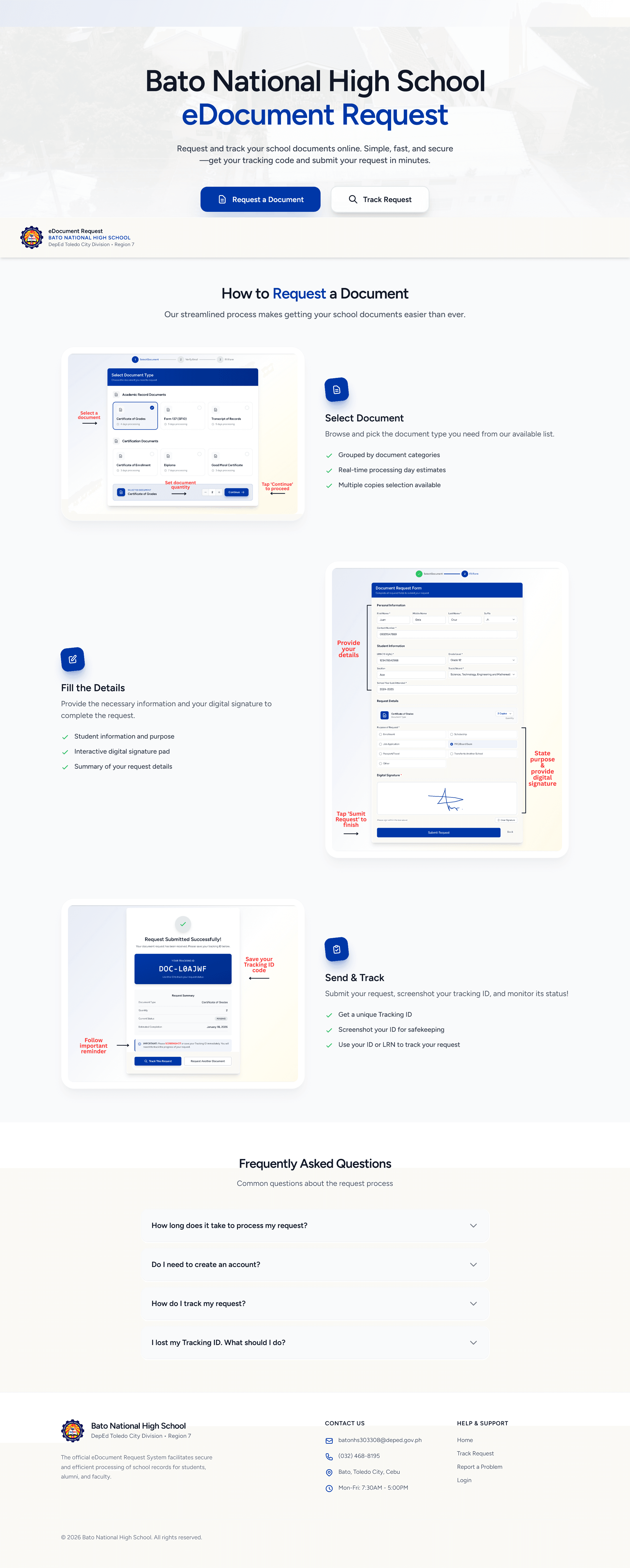 BNHS eDocument Request and Tracking — full page capture 2 of 4