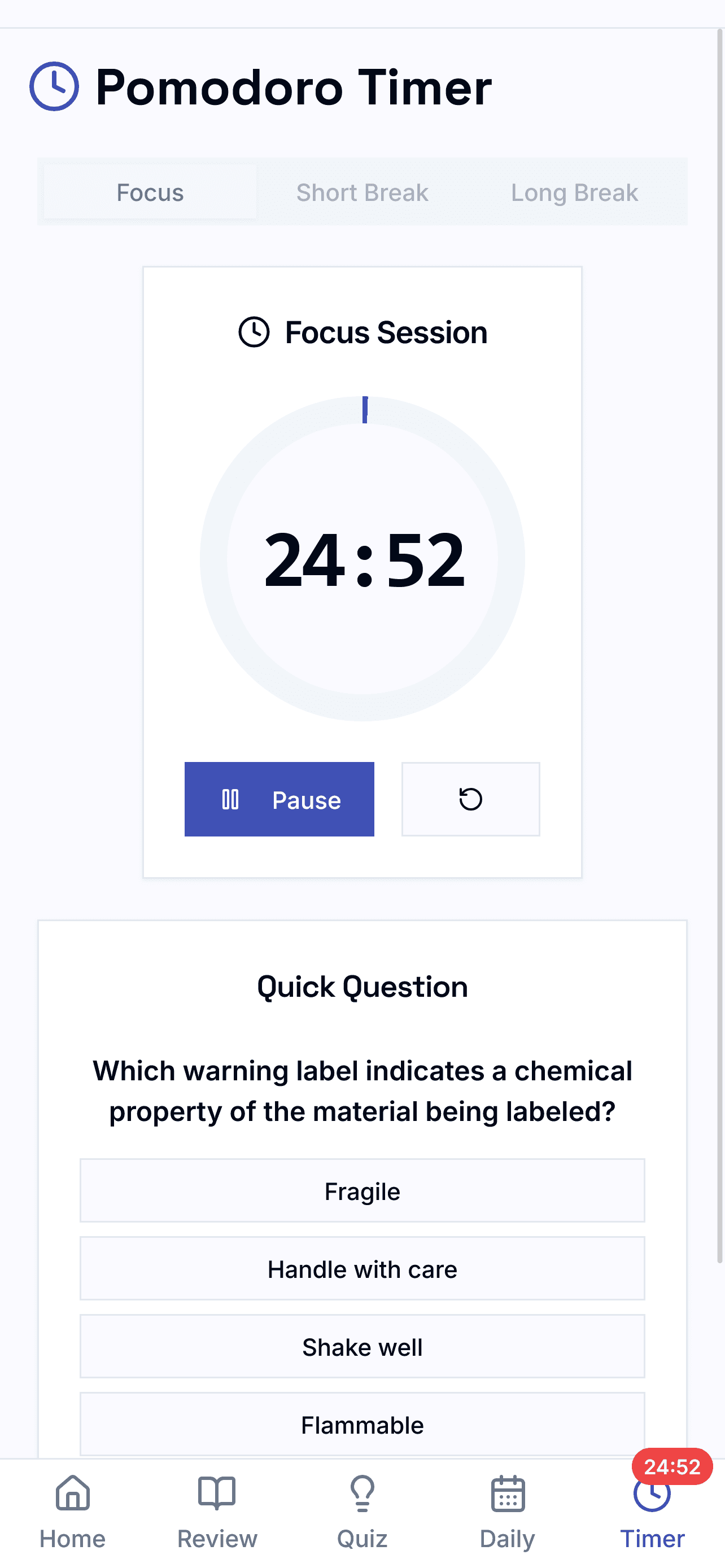 LETReview — Timer, mobile