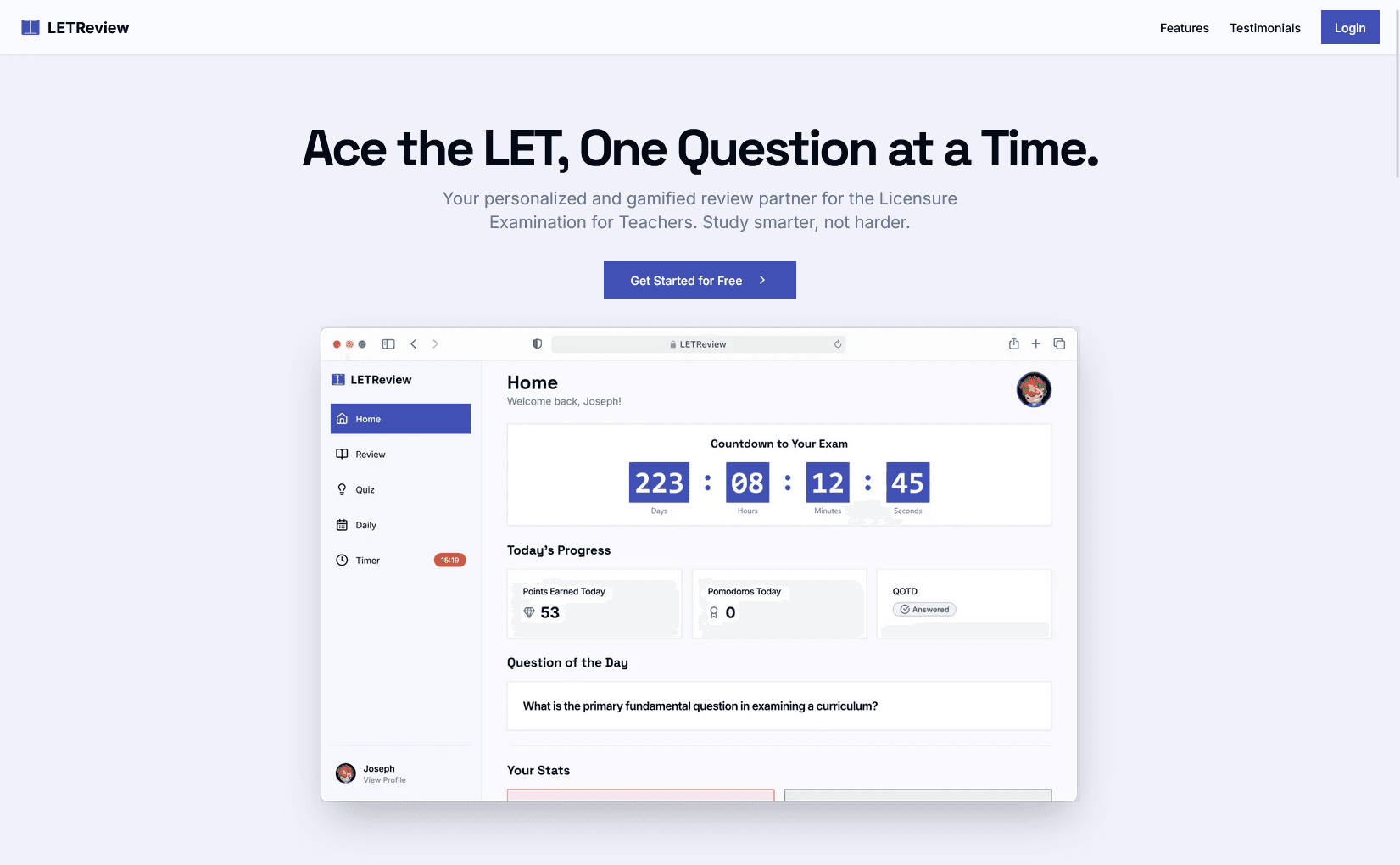 LETReview — Landing page