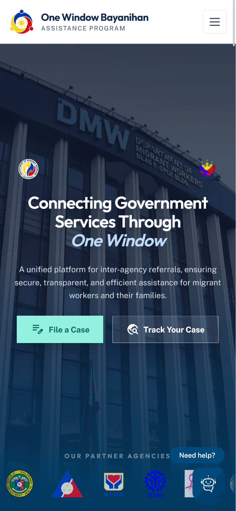 OWBAP — One Window Bayanihan Assistance Program — Screen 1 of 4, mobile